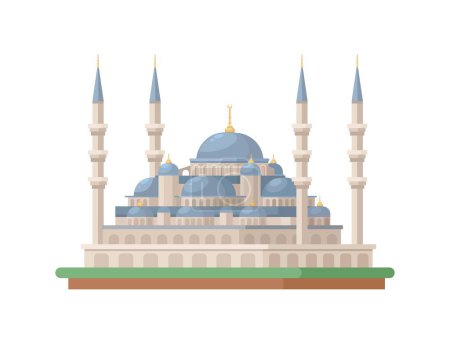 Blaue Moschee Istanbul Türkei Wahrzeichen Flaches Design Illustration Vektor