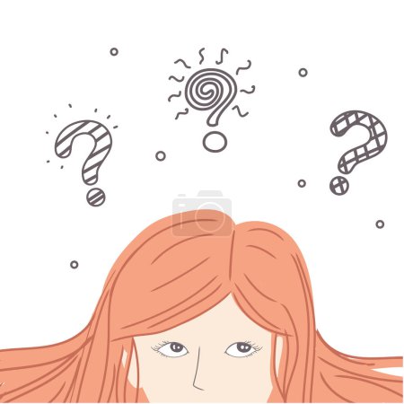 Illustration for Woman thinking. Doubt and question. Vector illustration - Royalty Free Image