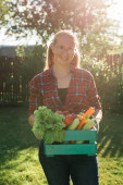farmer carrying box of picked vegetables hoodie #640450398
