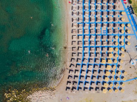 Photo for Aerial photographs. View from a flying drone. A birds-eye view of the beach. Top view - Royalty Free Image