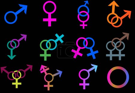 Una Orientación Sexual Colorida Icono Símbolo Forma Signo Logo Sitio Web Género Concepto Sexual Página Web Botón Diseño Pictogramas usuario Interfaz Arte Ilustración Infografías
