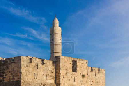 Photo for View of Tower of David citadel against the sky with copy space, Jerusalem, Israel - Royalty Free Image
