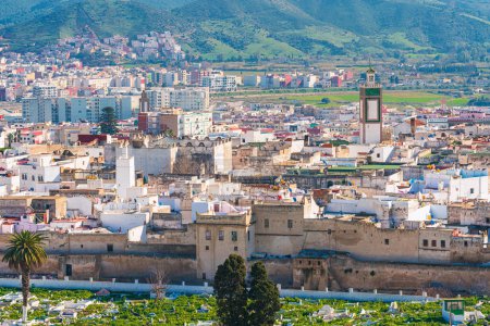 View of the city landscape featuring the Medina district in Tetouan, Morocco