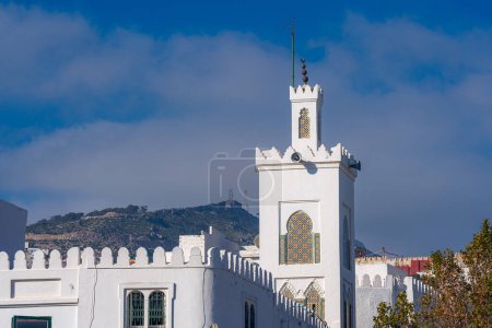 Blick auf das Minarett der Moschee. Tetouan, Marokko, Nordafrika