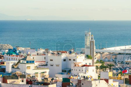 Photo for View of the Medina of Tangier featuring the Strait of Gibraltar, Morocco, Spain - Royalty Free Image
