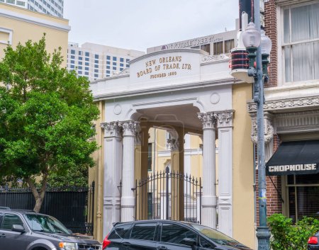 Photo for NEW ORLEANS, LA, USA - JULY 9, 2023: Entrance to the historic New Orleans Board of Trade, an event venue on Magazine Street - Royalty Free Image