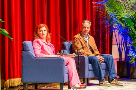 Photo for NEW ORLEANS, LA, USA - MARCH 16, 2024: Maureen Dowd and Jake Tapper discuss a career in news and novels at the New Orleans Book Festival at Tulane University - Royalty Free Image