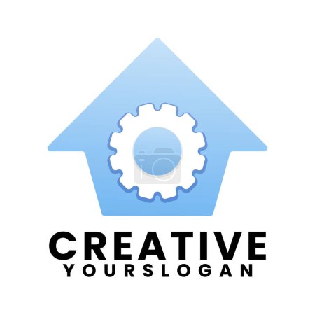 Ilustración de Logo hogar gradiente de engranajes estilo colorido - Imagen libre de derechos