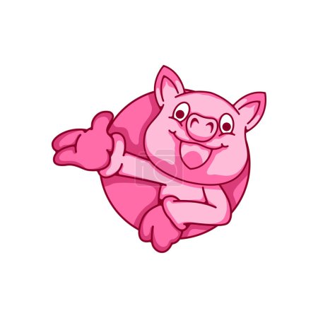 Téléchargez les illustrations : Mascotte de porc, autocollant, icône et t-shirt - en licence libre de droit