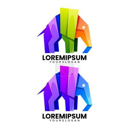 Illustration for Elephant colorful gradient logo design - Royalty Free Image