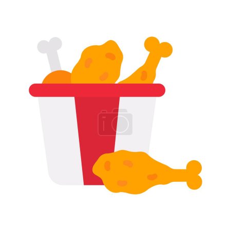 Illustration for Chicken Piece Bucket Icon image. Suitable for mobile application. - Royalty Free Image