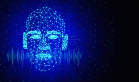 Foto de AI speaks and imitates the human voice, text-to-speech or TTS, speech synthesis applications, generative Artificial Intelligence, and futuristic technology in language and communication. - Imagen libre de derechos