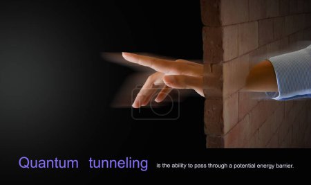 Foto de Concepto de túnel cuántico. Ilustración mecánica cuántica. La capacidad de atravesar una barrera energética potencial. - Imagen libre de derechos