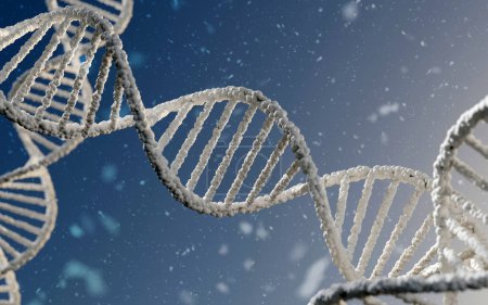 Foto de Primer plano de la estructura de ADN humano hélice en plasma. Ciencias médicas, biotecnología genética, biología química y concepto de células génicas. ilustración 3d - Imagen libre de derechos
