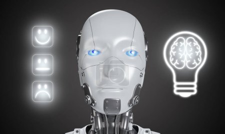 Téléchargez les photos : Le robot IA devient sensible et conscient. Conscience artificielle, mécanique ou synthétique. Entité d'intelligence artificielle consciente de sa propre existence. Technologie et science. - en image libre de droit