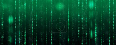 Photo for Binary Code backgrounds, a sequence of zero and one number on a green background. Numbers of the computer matrix. The concept of coding and cybersecurity - Royalty Free Image