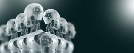 Téléchargez les photos : Production de masse basée sur l'IA : usines intelligentes, industrie 4.0, automatisation M2M, robots humanoïdes 3D et ingénierie basée sur l'IA pour l'industrie future - en image libre de droit