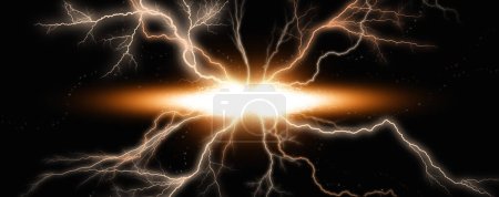 Photo for Nuclear fusion. Two atomic nuclei collide to form a single, heavier nucleus and result in a release of high carbon-free energy - Royalty Free Image
