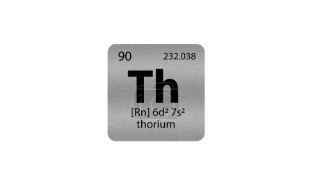 Photo for Thorium elements on a metal periodic table on a white background. Icon illustration. - Royalty Free Image