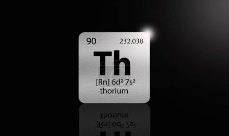 Téléchargez les photos : Éléments de thorium sur un tableau périodique en métal sur fond sombre. Illustration d'icône. - en image libre de droit
