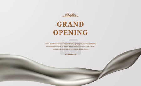 Ilustración de Gran apertura con lujo glamour plata satén tela de seda cortina para la invitación vip banner fondo - Imagen libre de derechos