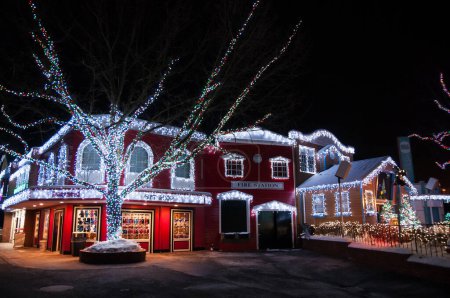 Photo for Christmans lights on houses and trees. - Royalty Free Image