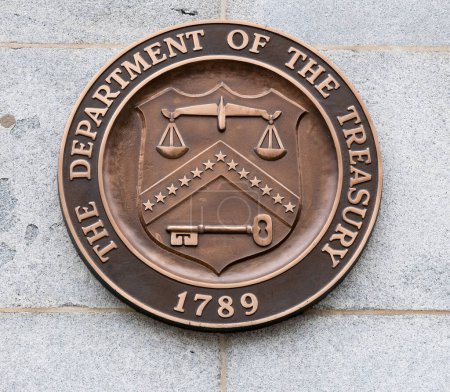 The Department of the Treasury sign.