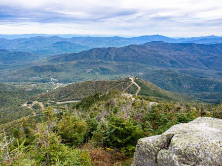 Photo for A bird's eye view of the Whiteface Mountain Ski areas highest station near Lake Placid, New York state, USA. - Royalty Free Image