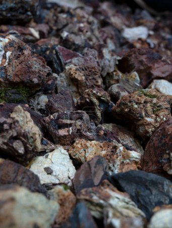 Photo for Rubble or dark gravel background, construction material. Gravel pebbles stone texture. - Royalty Free Image