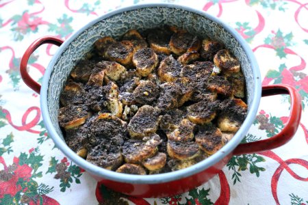Photo for Authentic homemade specialty sweetness with poppy seeds and raisins dish at Christmas Eve in Hungary - Royalty Free Image