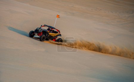 Photo for Custom made desert safari racer car bashing sand dunes in Doha, Qatar - Royalty Free Image