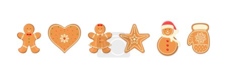 Foto de Un conjunto de galletas dulces de jengibre para una mesa o decoración festiva. Hornear Navidad. - Imagen libre de derechos