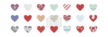 Foto de Corazón de San Valentín en diferentes estilos sobre un fondo blanco. - Imagen libre de derechos
