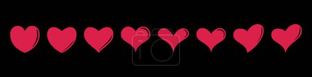 Foto de A set of hearts of different shapes on a black background. - Imagen libre de derechos
