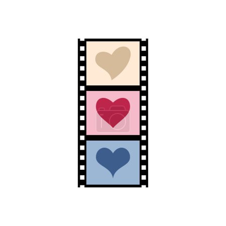 Foto de Three hearts in different colors on the photo film. - Imagen libre de derechos