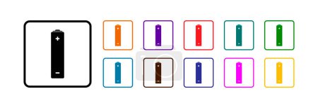Foto de Batería en diferentes colores sobre un fondo blanco. Conjunto de iconos. - Imagen libre de derechos