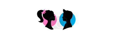 Illustration for Black silhouette of a boy and a girl. Barbie doll and Ken doll. - Royalty Free Image