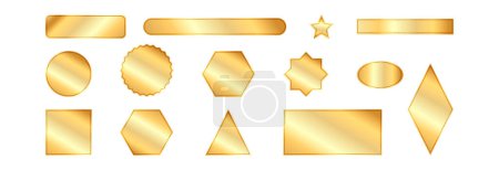 Foto de Conjunto de formas geométricas doradas. Conjunto de diferentes iconos. - Imagen libre de derechos