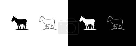 Illustration for Donkey icon on white and black background. - Royalty Free Image