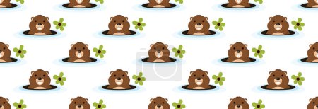 Happy groundhog day, seamless pattern. Wrapper or banner for the day of the holiday.