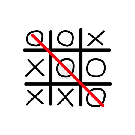 A fun game of tic-tac-toe. Vector drawing on a white background.