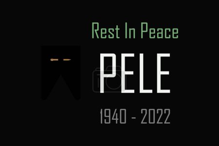 Illustration for Brazil - December 31, 2022: Rest in Peace Pele typography on dark background. Great footballer dies tribute wallpaper Editorial. Pele was born in 1940 and died in 2022 - Royalty Free Image