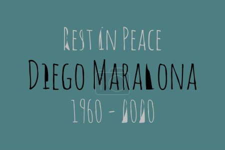 Photo for Argentina - December 31, 2022: Rest in Peace Diego Maradona typography on dark blue background. Great footballer dies tribute wallpaper Editorial. Maradona was born in 1960 and died in 2020 - Royalty Free Image