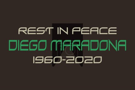 Illustration for Argentina - December 31, 2022: Rest in Peace Diego Maradona typography with symbol vector design. Great footballer dies tribute wallpaper Editorial. Maradona was born in 1960 and died in 2020 - Royalty Free Image