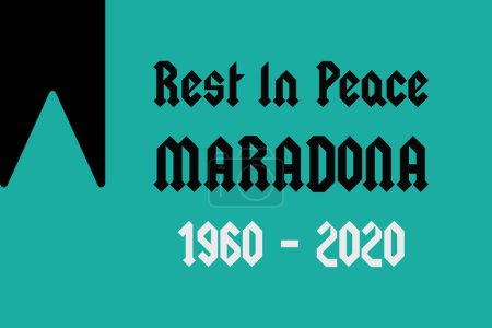 Illustration for Argentina - December 31, 2022: Rest in Peace Diego Maradona typography vector design. Great footballer dies tribute wallpaper Editorial. Maradona was born in 1960 and died in 2020 - Royalty Free Image