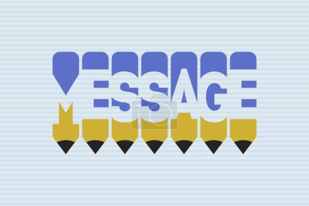 Photo for Message text with Pen symbol creative ideas design, vector illustration graphic design. Message typography negative space word in pencil vector illustration. - Royalty Free Image