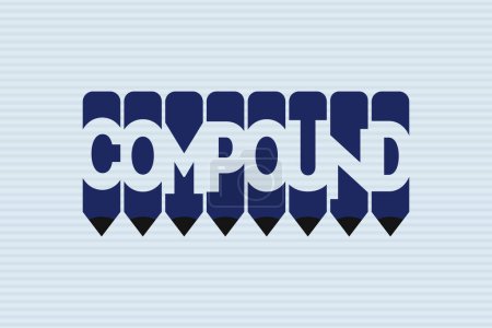 Photo for Compound text with Pen symbol creative ideas design, vector illustration graphic design. Compound typography negative space word in pencil vector illustration. - Royalty Free Image