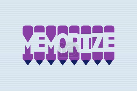 Illustration for Memorize text with Pen symbol creative ideas design, vector illustration graphic design. Memorize typography negative space word vector illustration. - Royalty Free Image