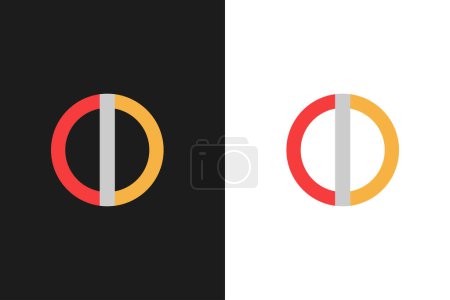 Ilustración de Letra C, I, y D combinan la ilustración única del vector del logotipo. Plantilla de logotipo de marca de letra de CD con color inteligente para fondo claro y oscuro. - Imagen libre de derechos