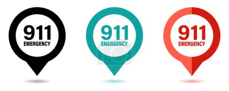 Illustration for 911 pointer vector icons set - Royalty Free Image